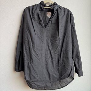 A Shirt Thing Blouse Women XS Penelope Cabo White Ruffle Neck Cotton Peasant Top